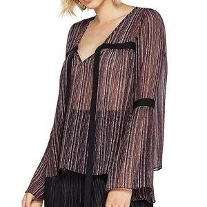 bcbgeneration striped tie front top